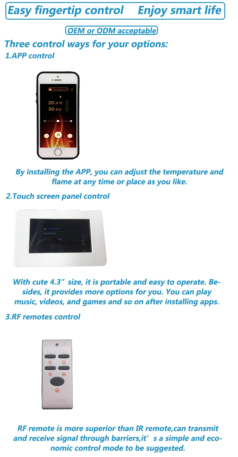 Home Room Heater Phone APP Remote Control LED Marble Fireplace Inset Decorative Electric Fireplace (EMP-02)